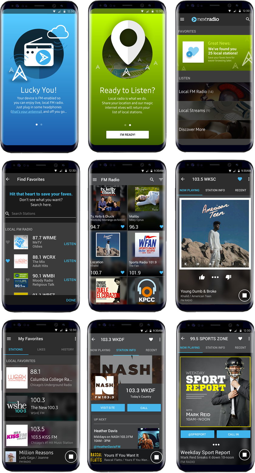 UI-Nextradio Nextradio UI screens